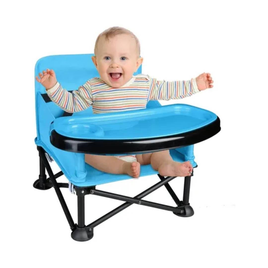 Asiento Portátil para Bebé Plegado Compacto Azul-3