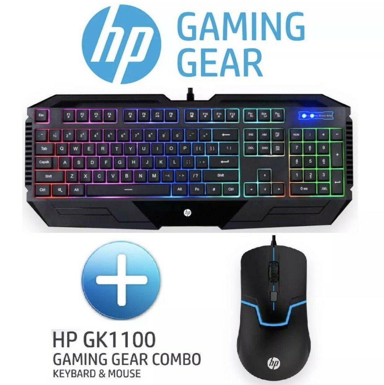 Pack Teclado y Mouse Gamer HP GK1100 RGB USB Español-1