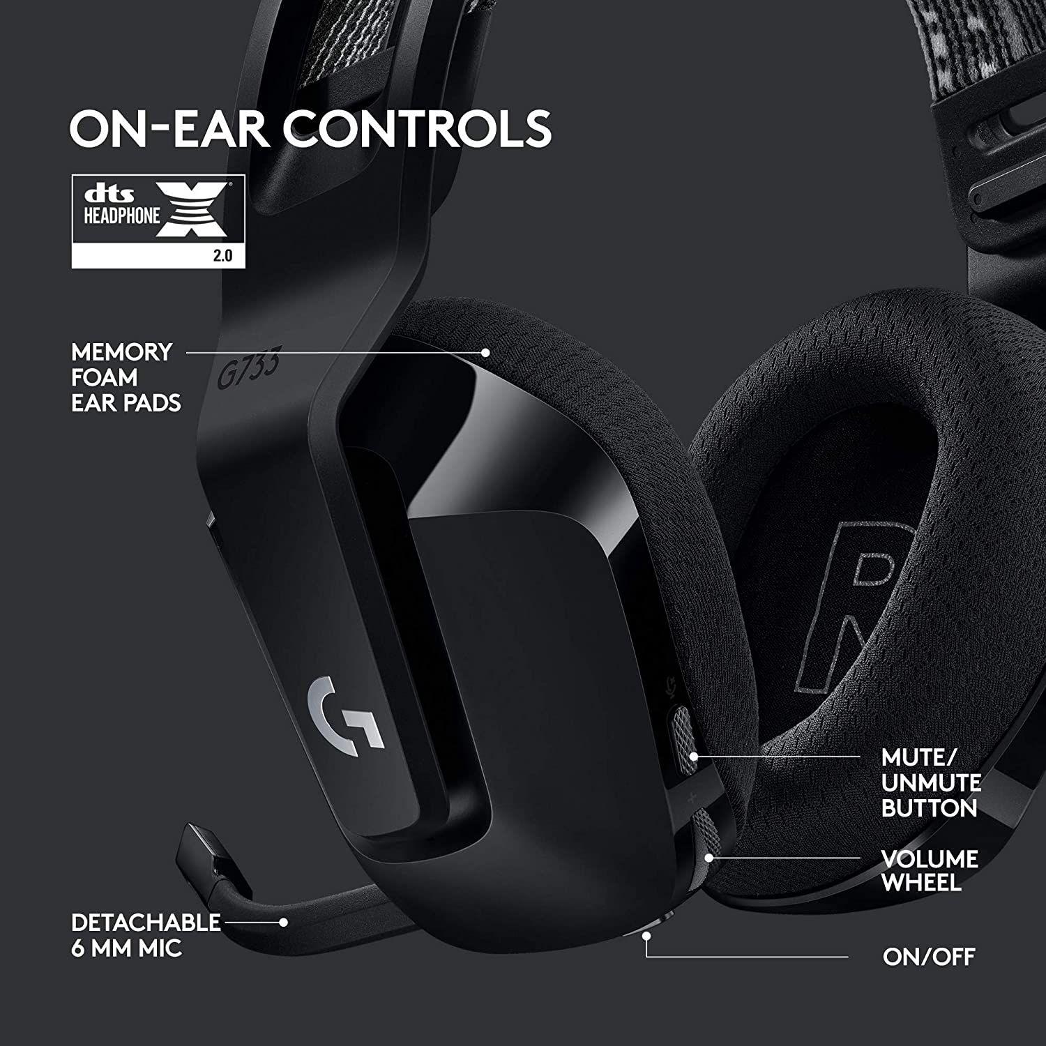 Audifonos Gamer Logitech G733 Inalambricos RGB BLACK USB-6