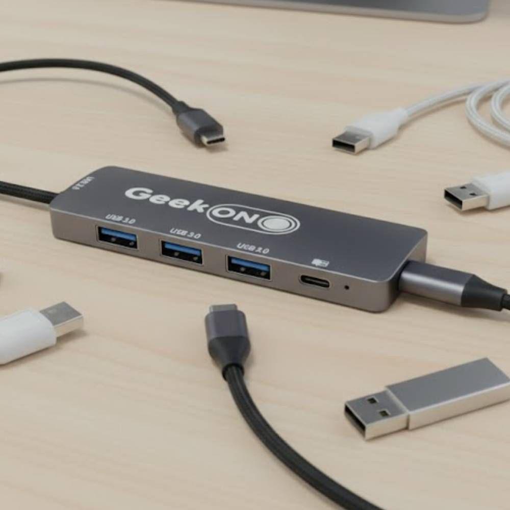 Hub GeekOn Tipo C 5 en 1 - 4x USB 3.0 - USB-C 5V-2