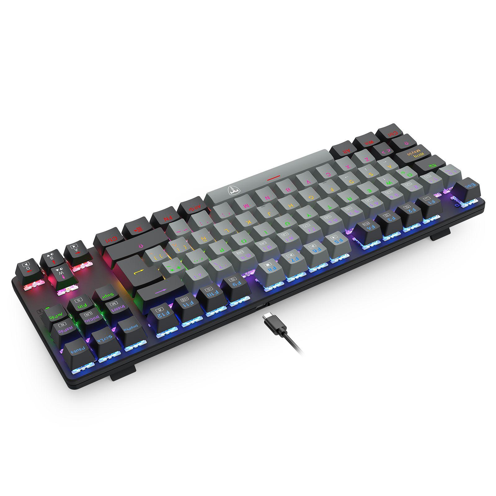 Teclado T-Dagger Bora Rainbow Lite T-TGK313GB-LIT Gris/Negro-4