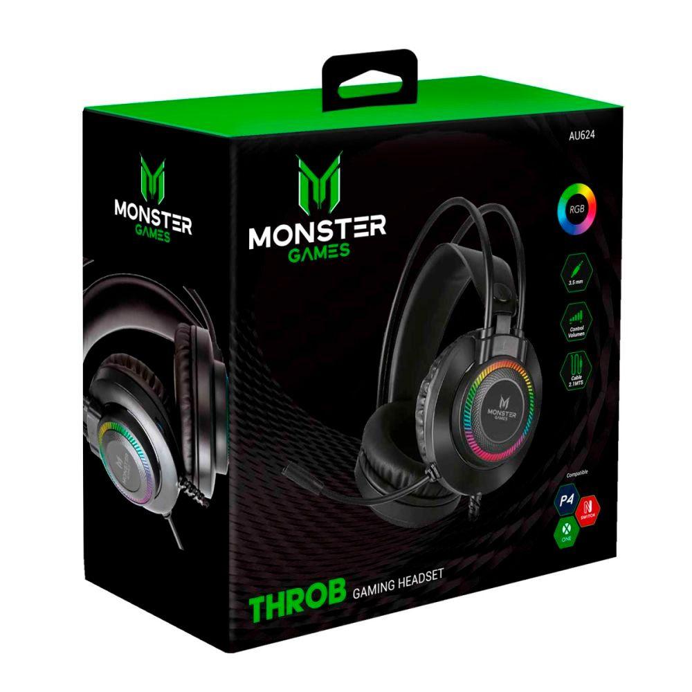 Audifonos Gamer Monster Games Throb RGB 3.5mm USB-3