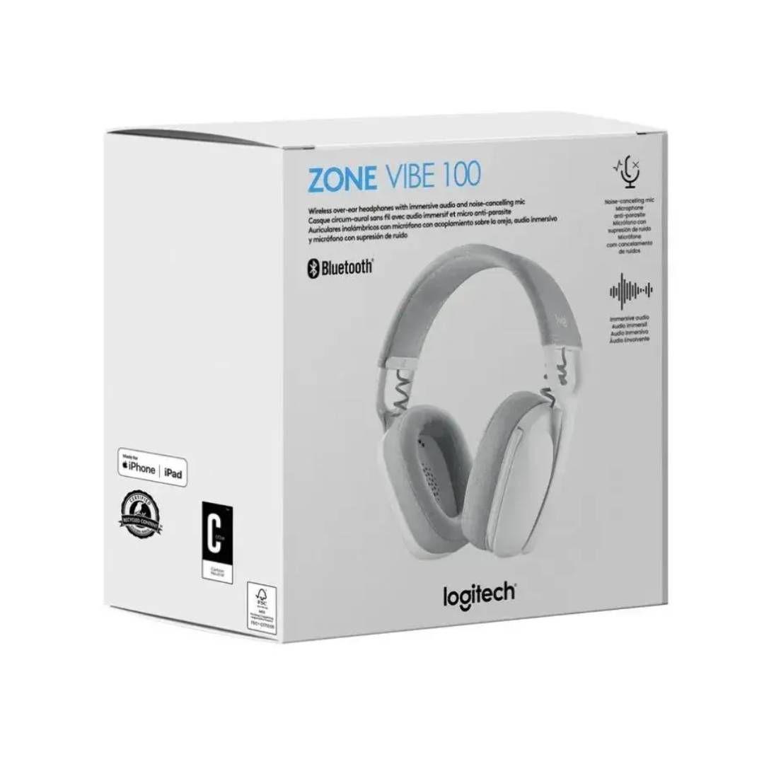 Audifonos Inalámbricos Logitech Zone Vibe 100 OverEar Blanco-3