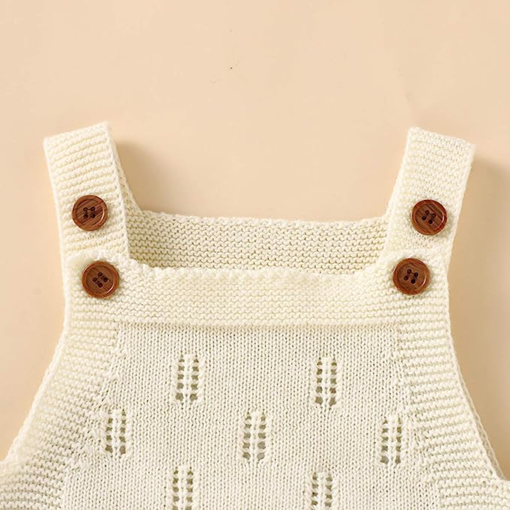 Enterito para Bebe Knit sin Mangas con Sombrero 80cm Blanco-3