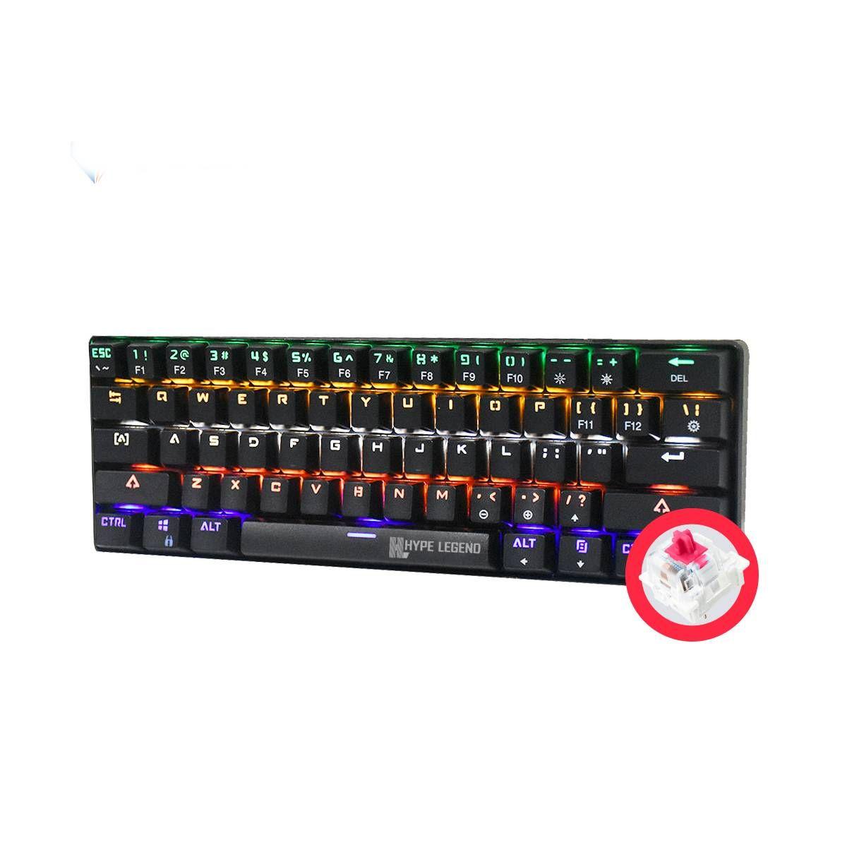 Teclado Hype Legend Rebel QWERTY Outemu Red US negro RGB-4
