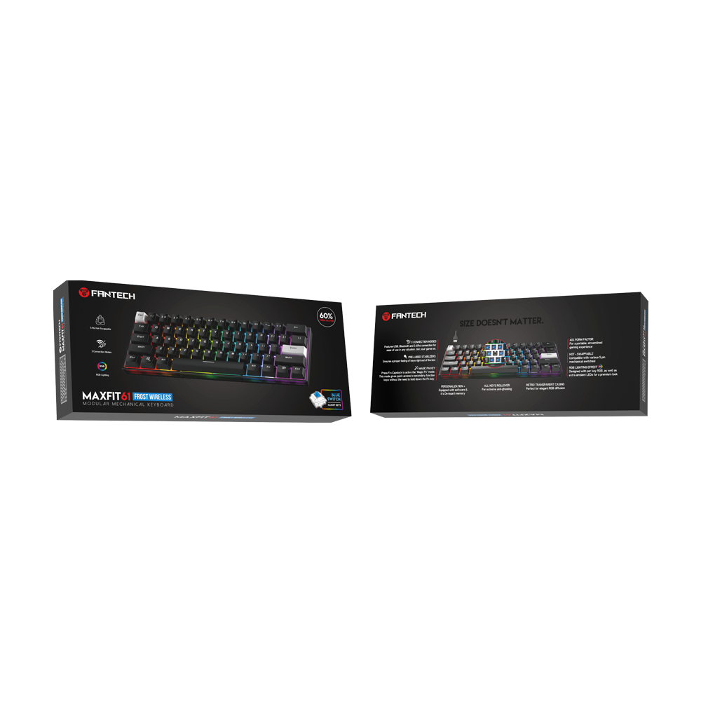 Teclado Gamer Fantech MAXFIT 61 MK857 Black Wireless SW Blue-5