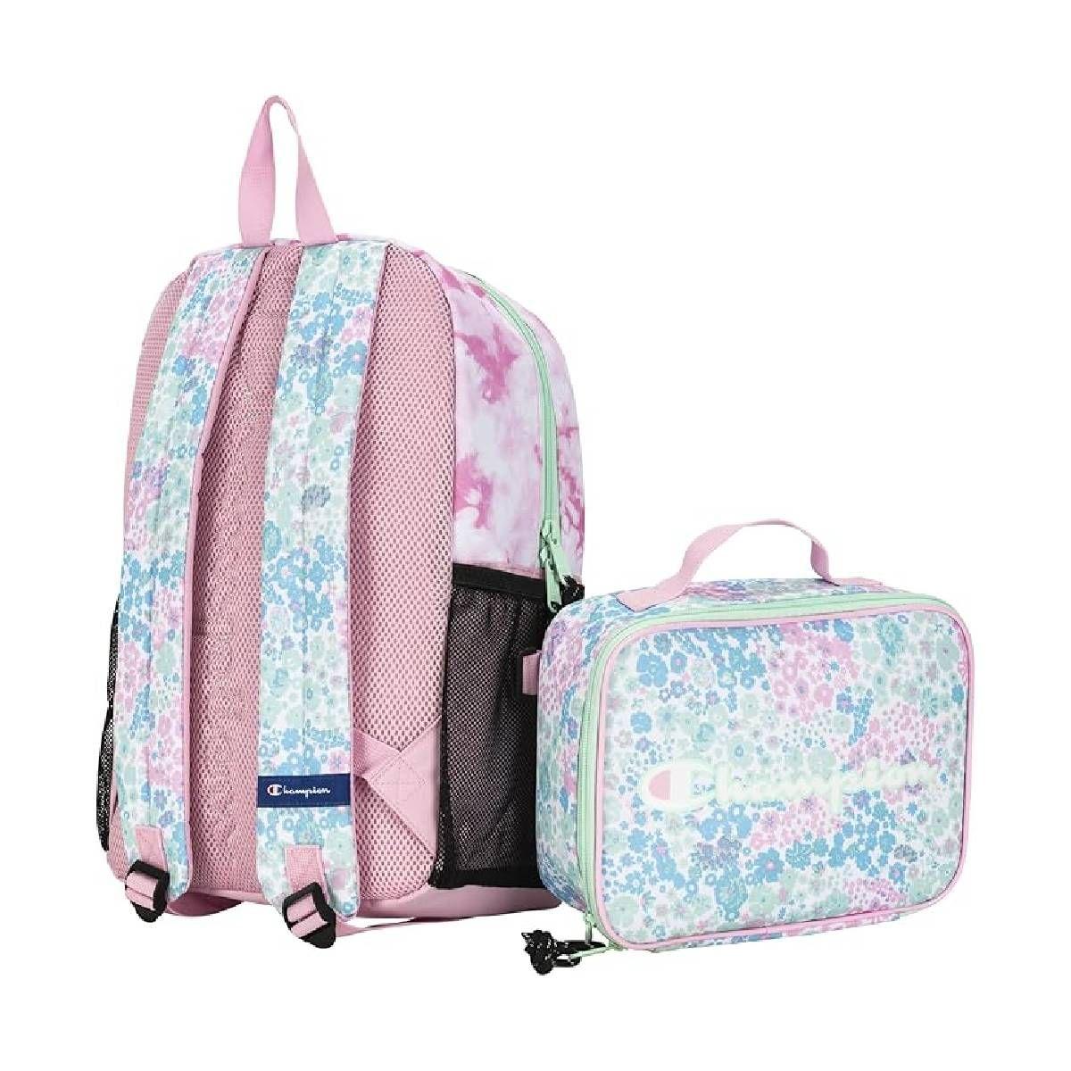 Mochila/Bolso Champion Floral Azul y Rosa-3