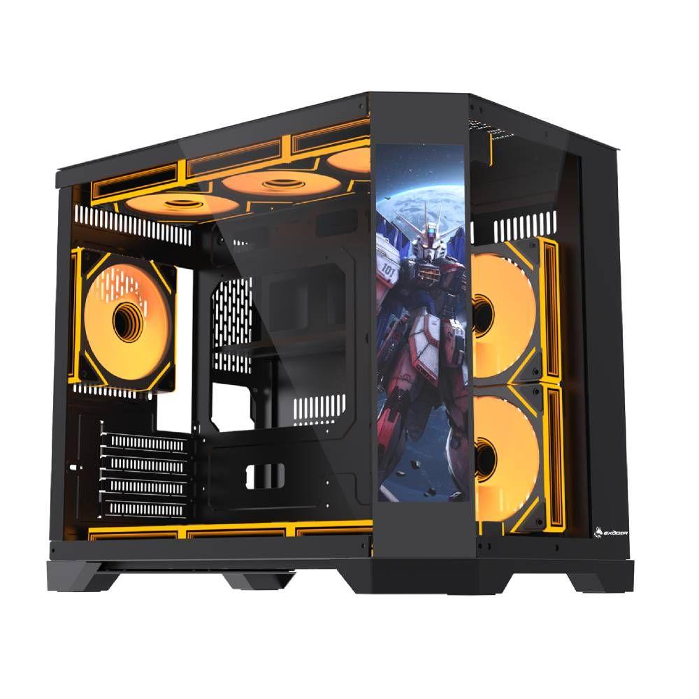 Gabinete Exodia Panel Zro Pantalla LED mATX Negro 6Fans ARGB-6