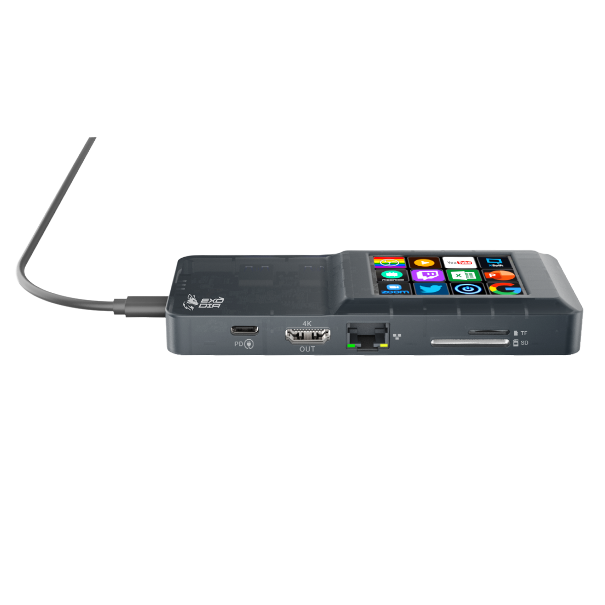 Hub Exodia Aura H1 con Streamdeck Touch USB C, 8 en 1-2