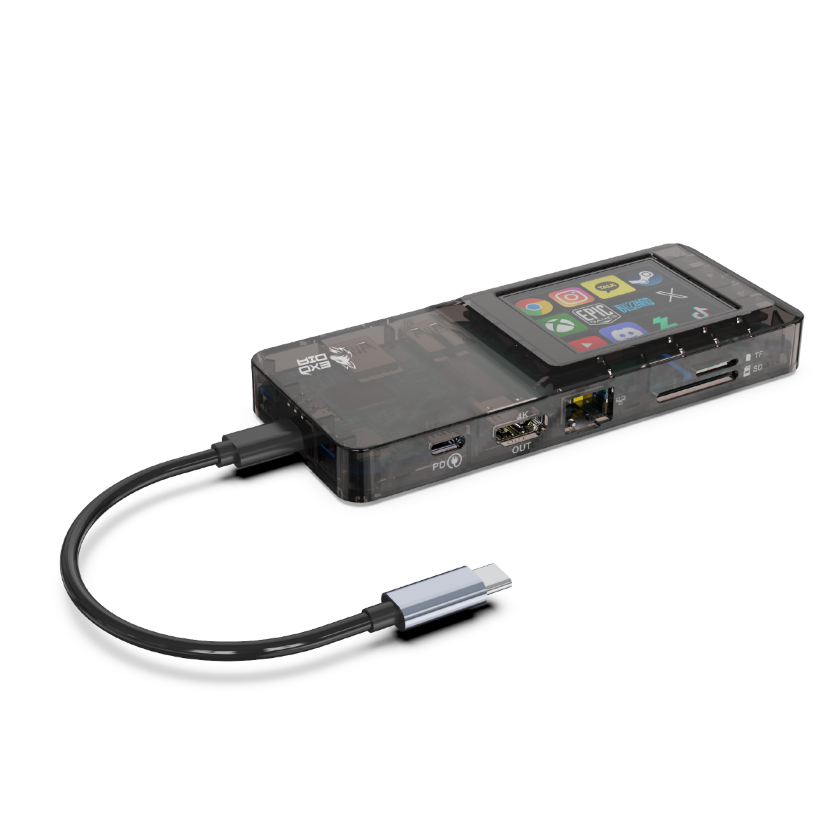 Hub Exodia Aura H1 con Streamdeck Touch USB C, 8 en 1-3