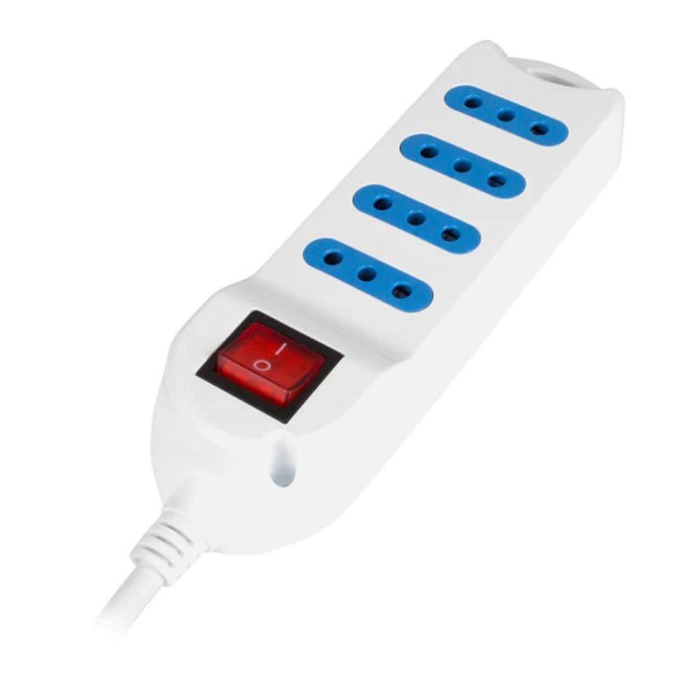 Extension 4 Entradas 3 Metros Blanco con Interruptor XT53-0