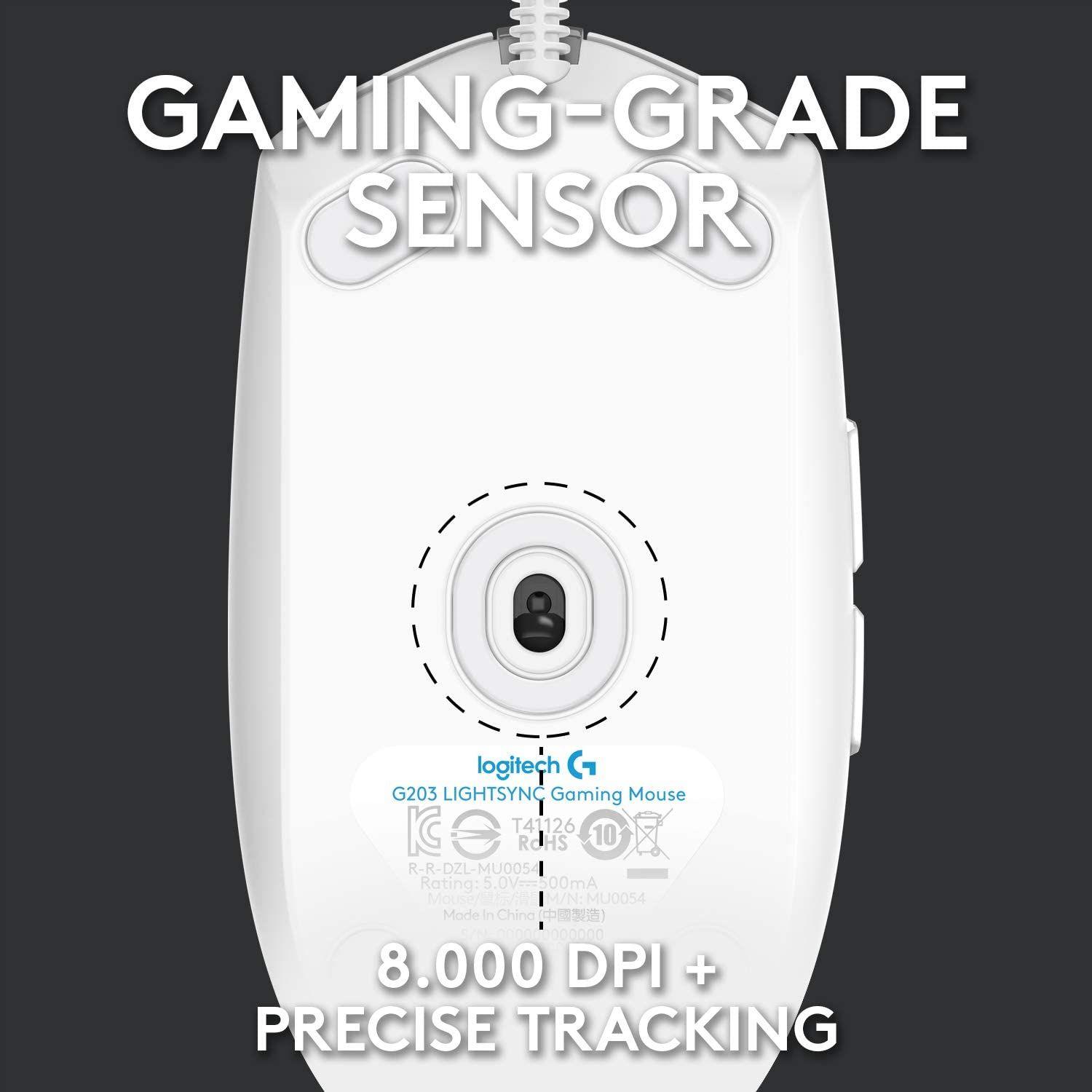 Mouse Gamer Logitech G203 Lightsync Rgb 8000 dpi Blanco-2