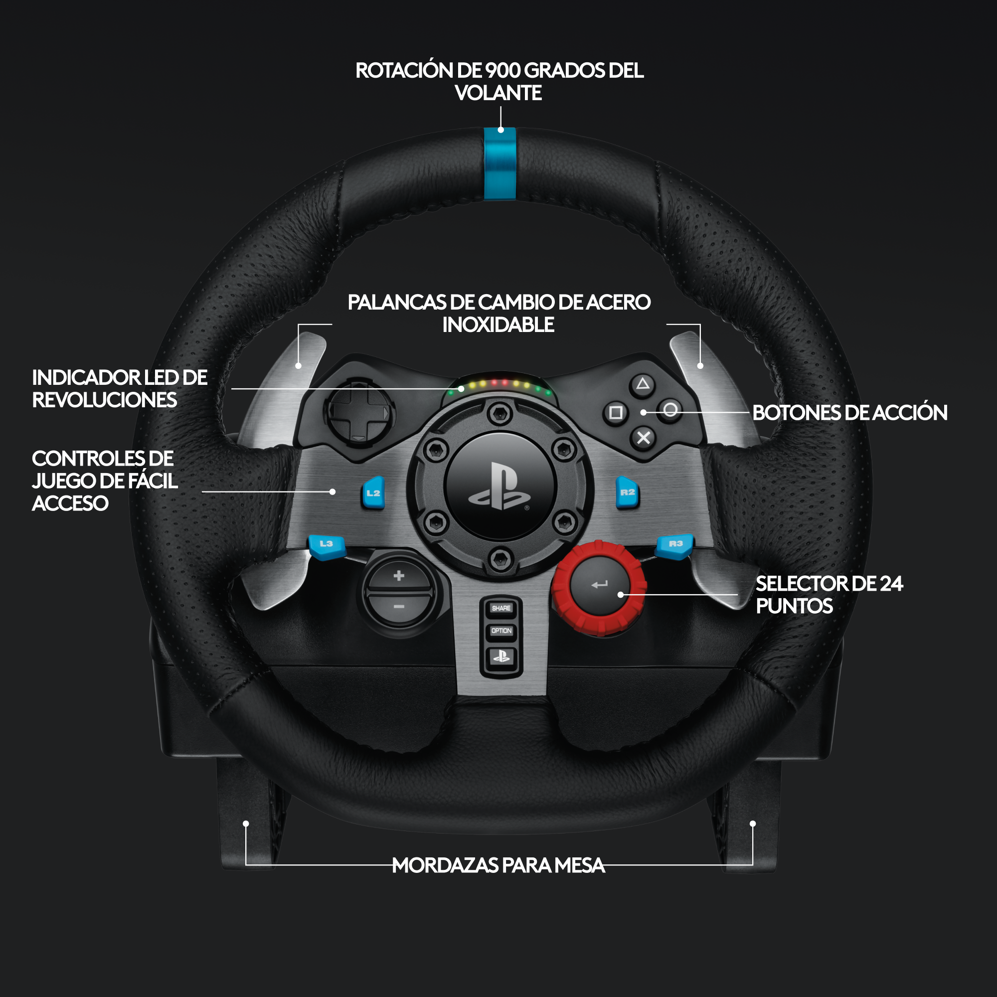 Volante Gamer c/ Pedales Logitech Force racing G29 PS3 PS4.-1
