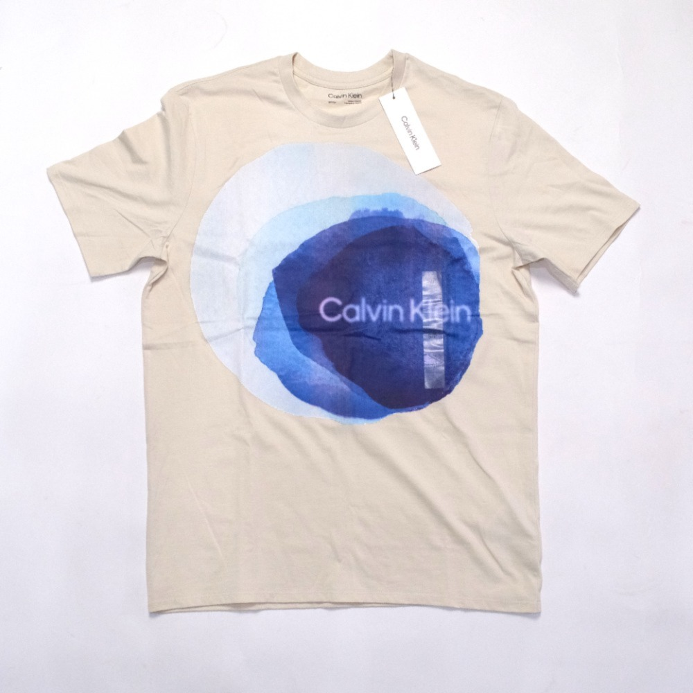 Polera Hombre Calvin Klein Beige Azul Talla M-2