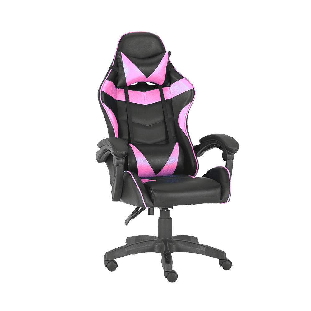 Silla Gamer Explorer Ecocuero Negro Rosado Ajustable-0
