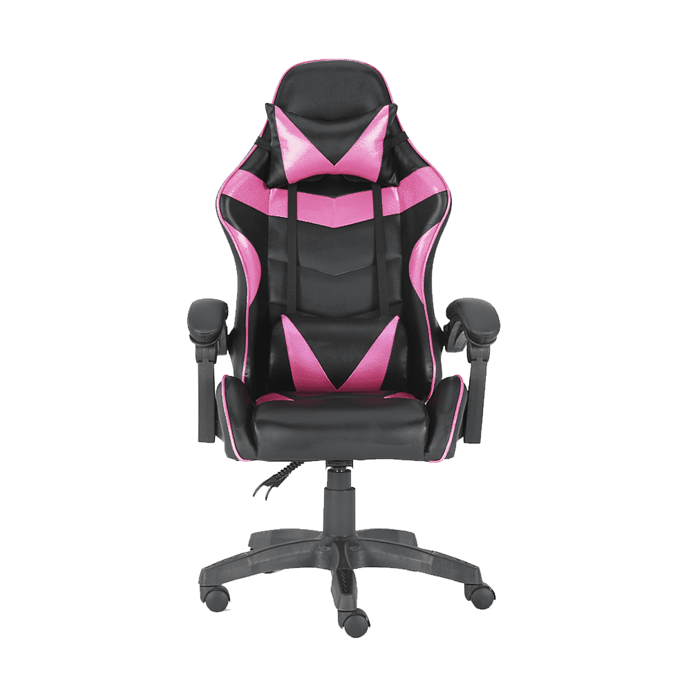 Silla Gamer Explorer Ecocuero Negro Rosado Ajustable-1