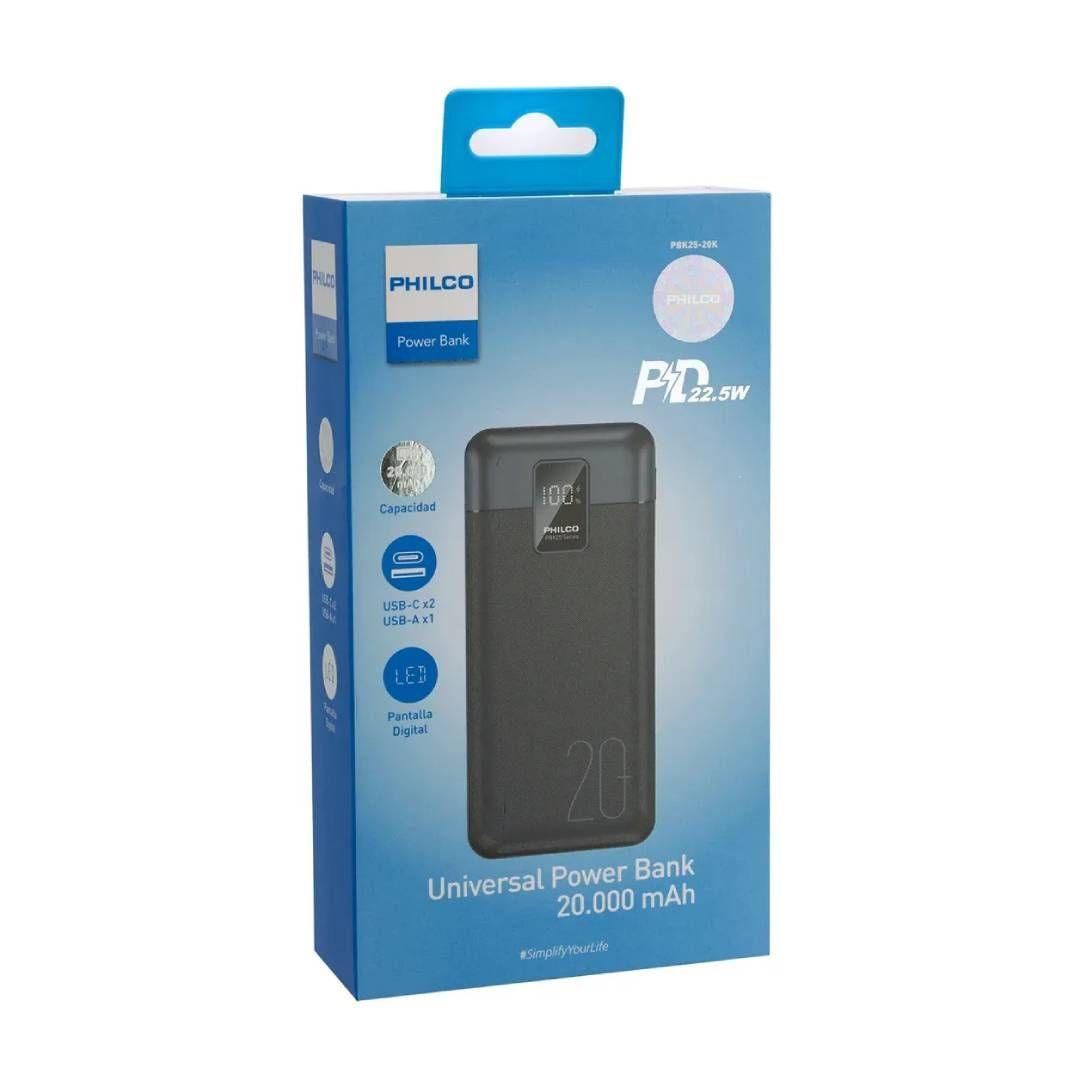 PowerBank Philco 20,000mAh PD 22,5W Negro-4