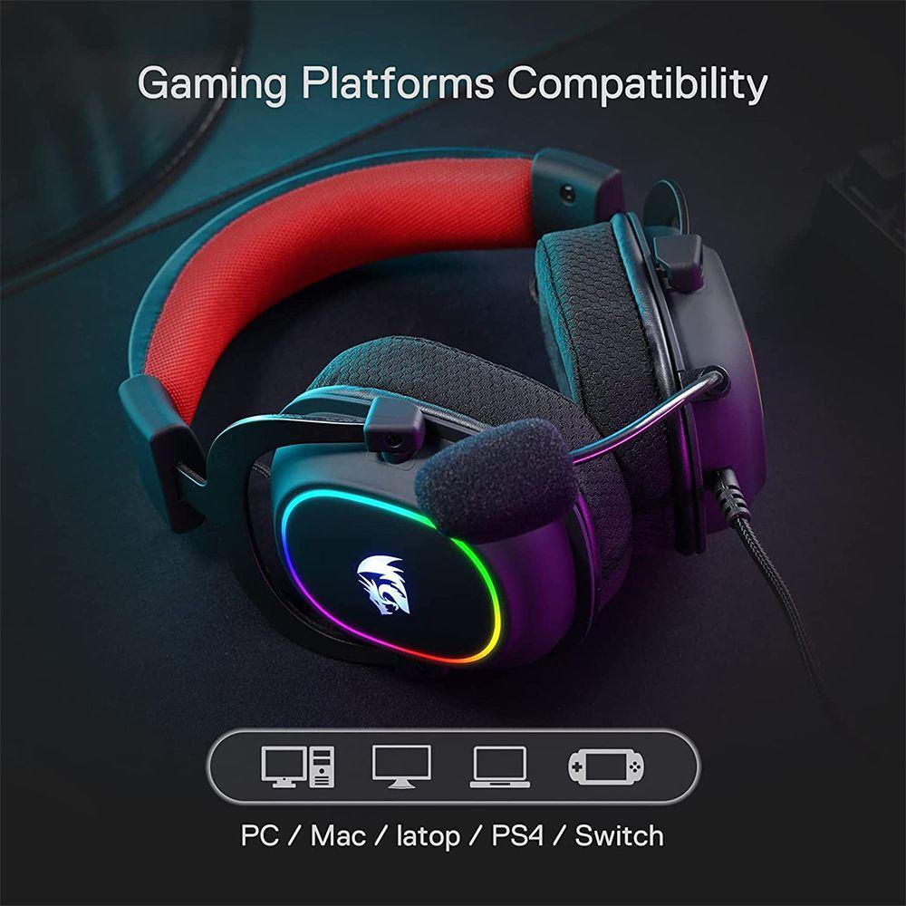 Audífonos gamer Redragon Zeus X negro con luz rgb-3