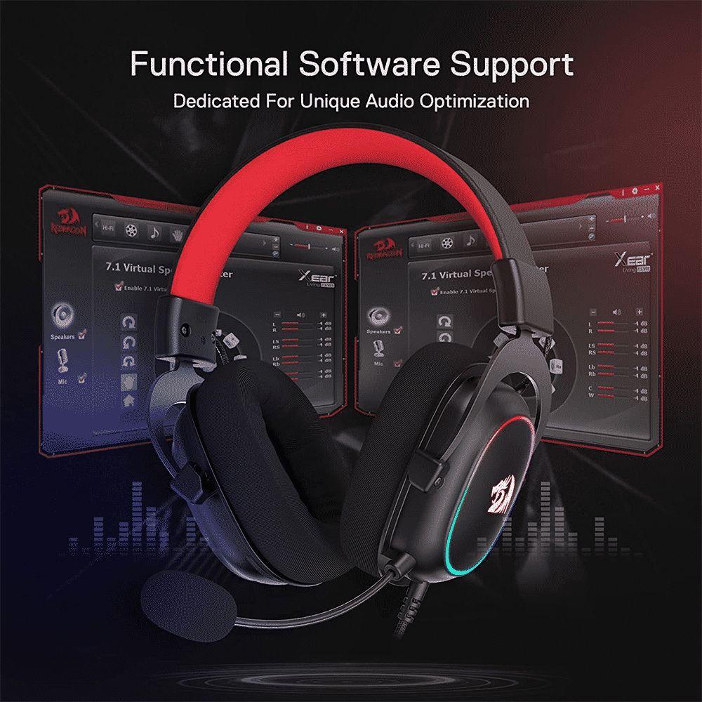 Audífonos gamer Redragon Zeus X negro con luz rgb-4