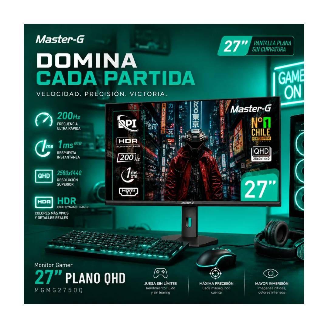Monitor Gamer Master-G MGMG2750Q 27" QLED IPS 200Hz 1ms-3
