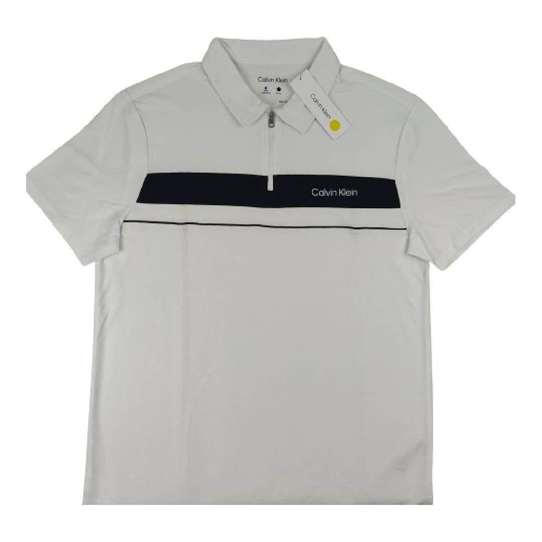 Polera CK Blanca Con Cuello Franja Negra Talla L-0