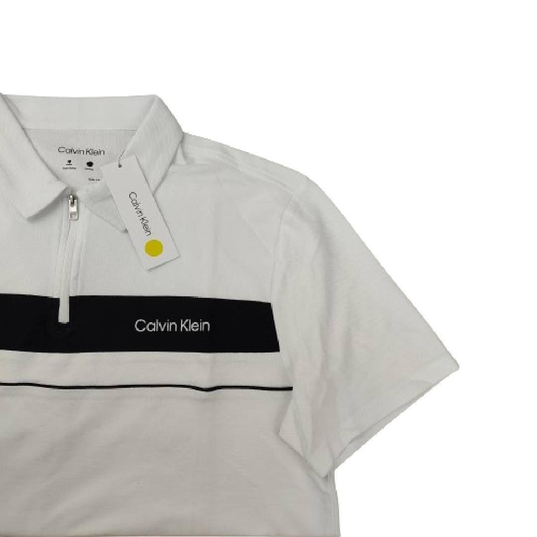Polera CK Blanca Con Cuello Franja Negra Talla L-3