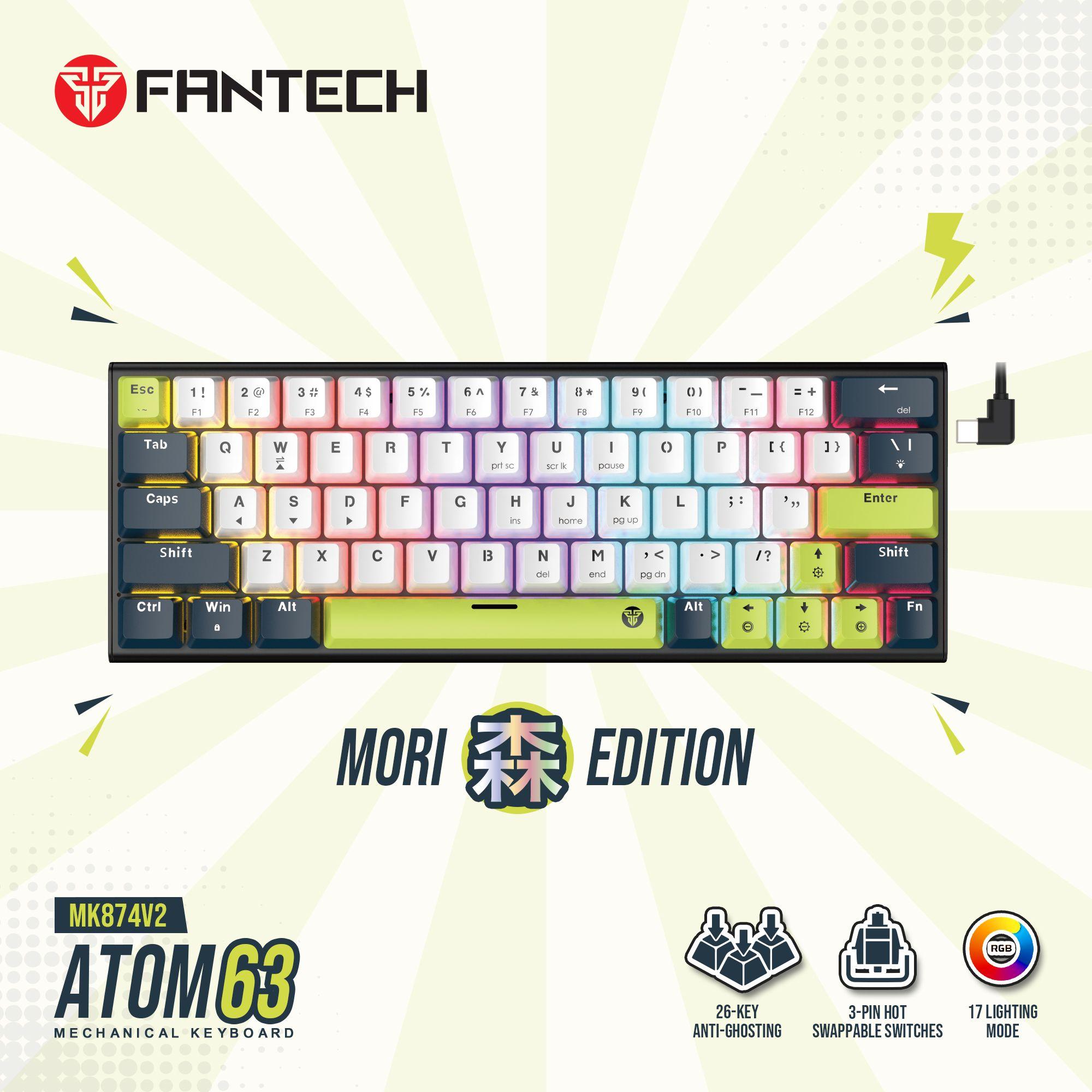 Teclado Fantech MK874V2 ATOM63 MORI White (Switch Red)-5