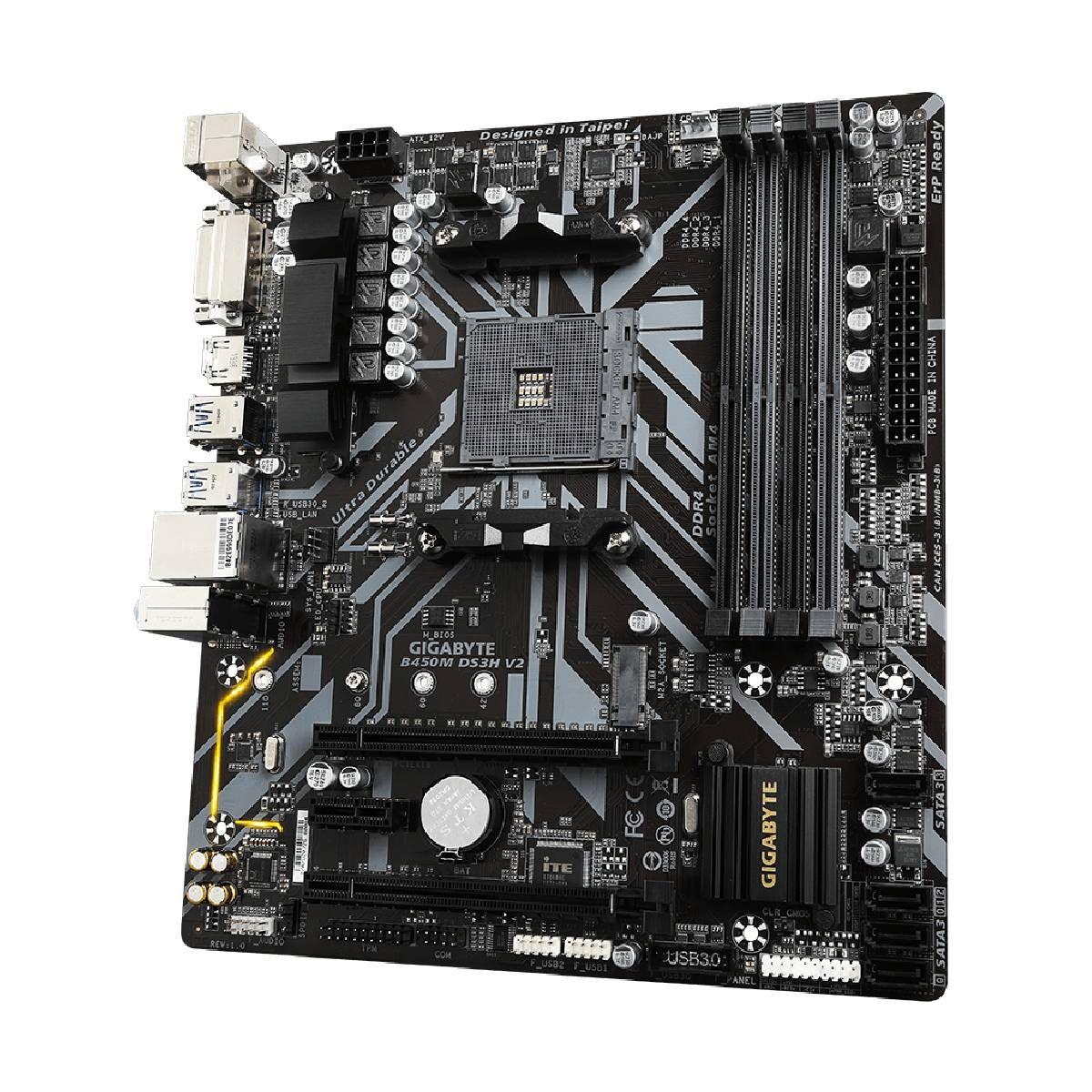 Placa Madre Gigabyte B450m Ds3h V2 Micro Atx Am4-3