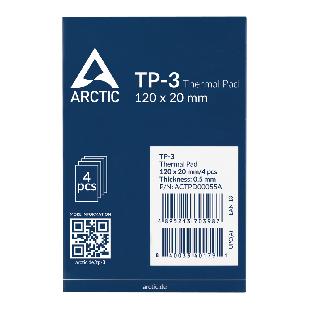 Paquete de Pads Térmicos ARCTIC TP-3 120x20mm 0.5mm 4 pcs-0