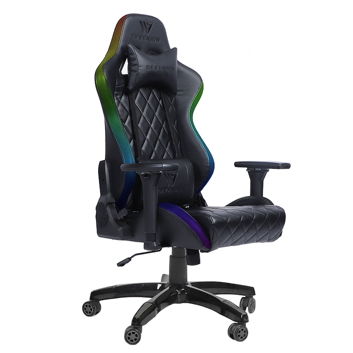 Silla Gamer Sevenwin Spectrum Black Reclinable RGB-0