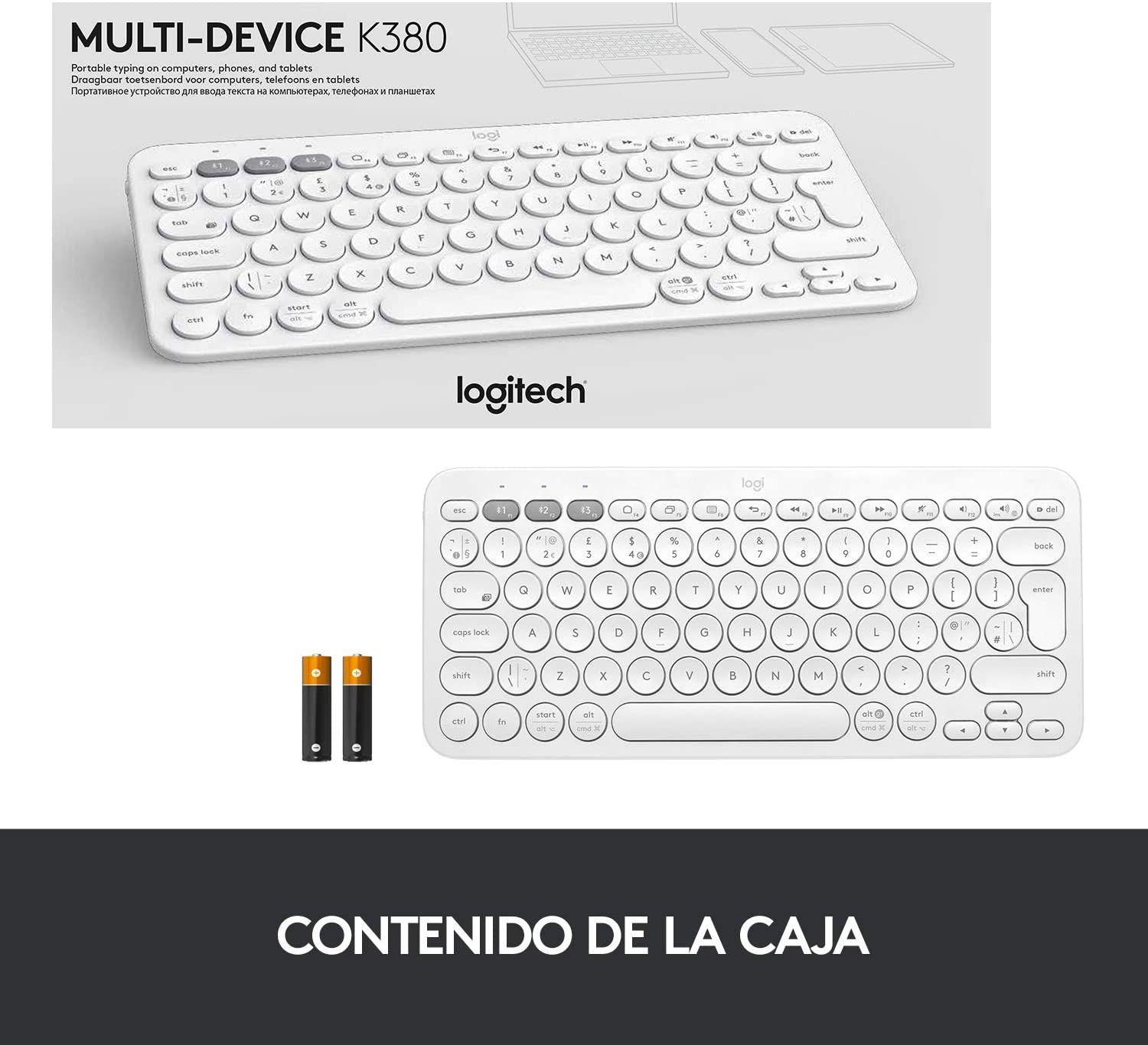 Teclado bluetooth Logitech K380 QWERTY español off-white-5
