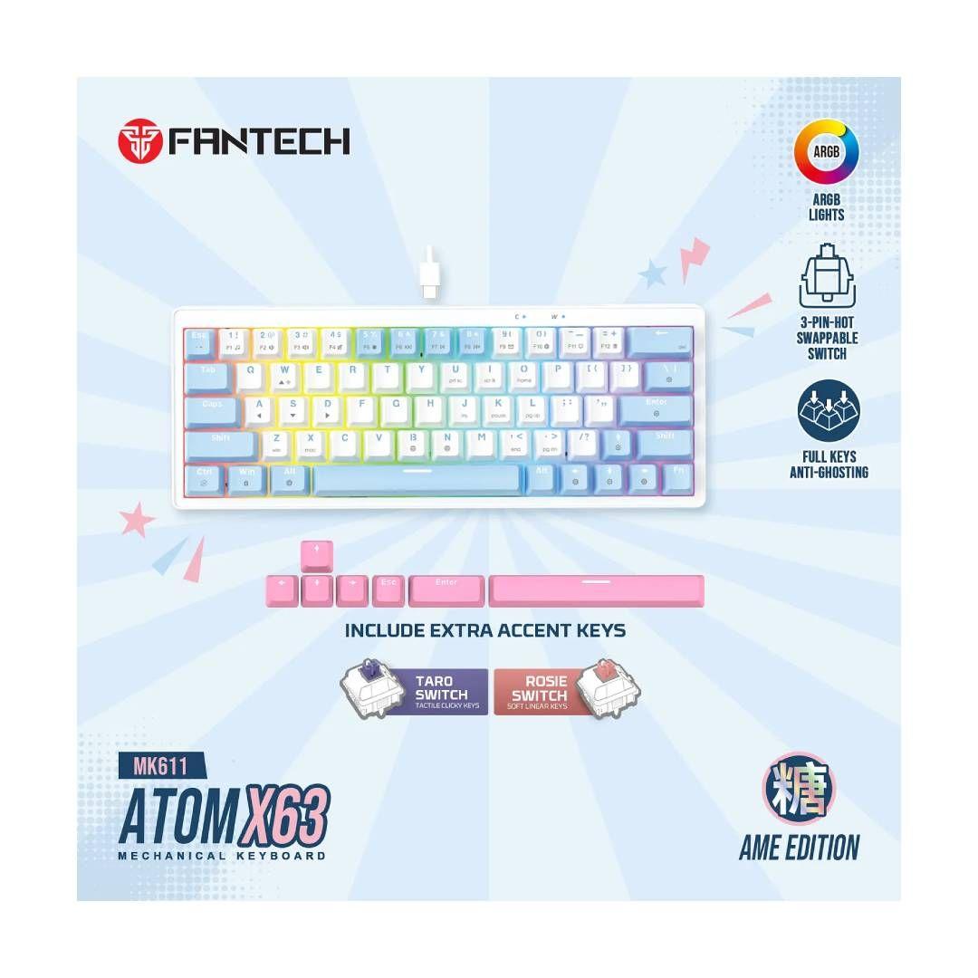 Teclado Fantech ATOM X63 MK611 AME White (Switch Rosie)-3