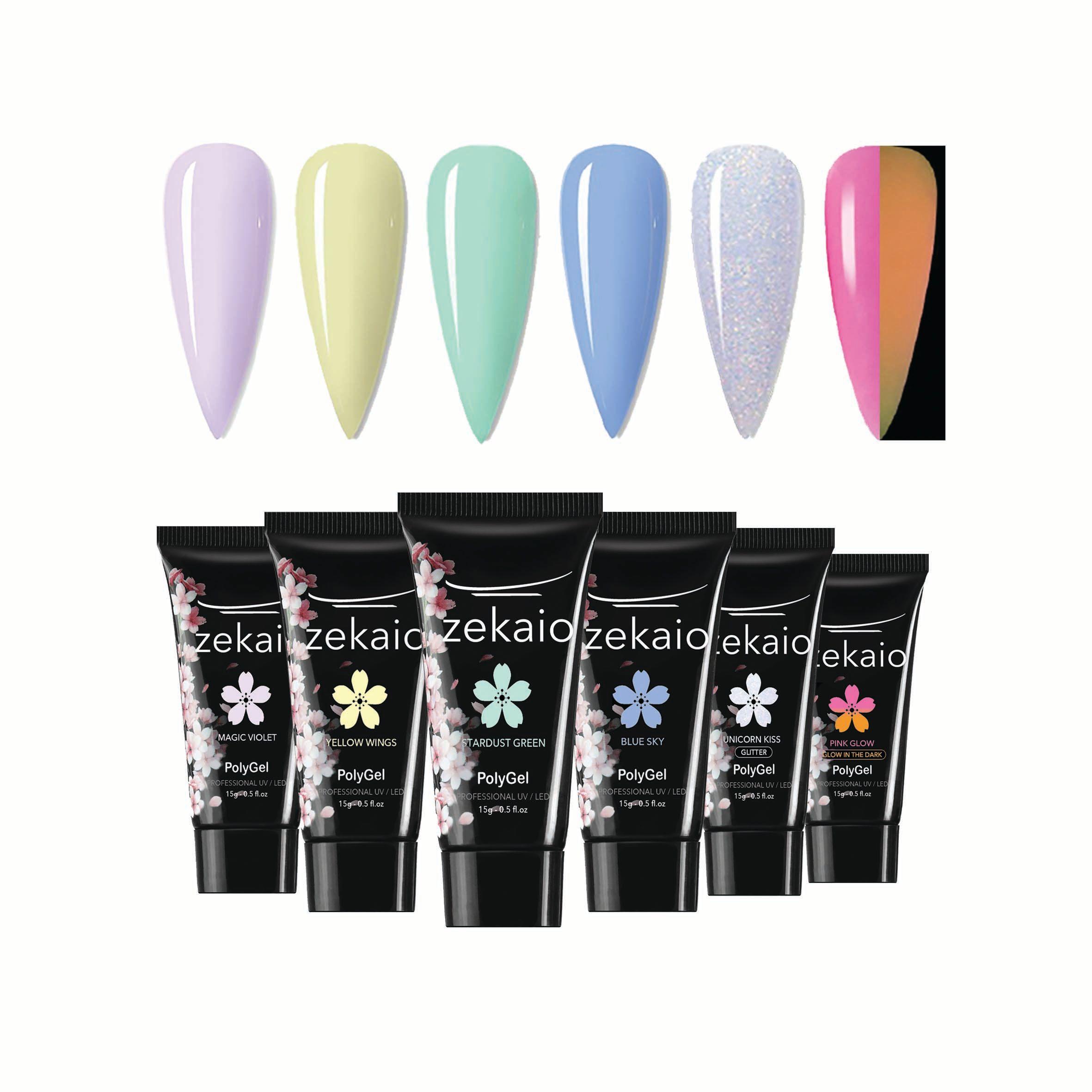 The Unicorn Collection: 6 colores de polygel Zekaio, lampara, set premium y una mochila de regalo!-0