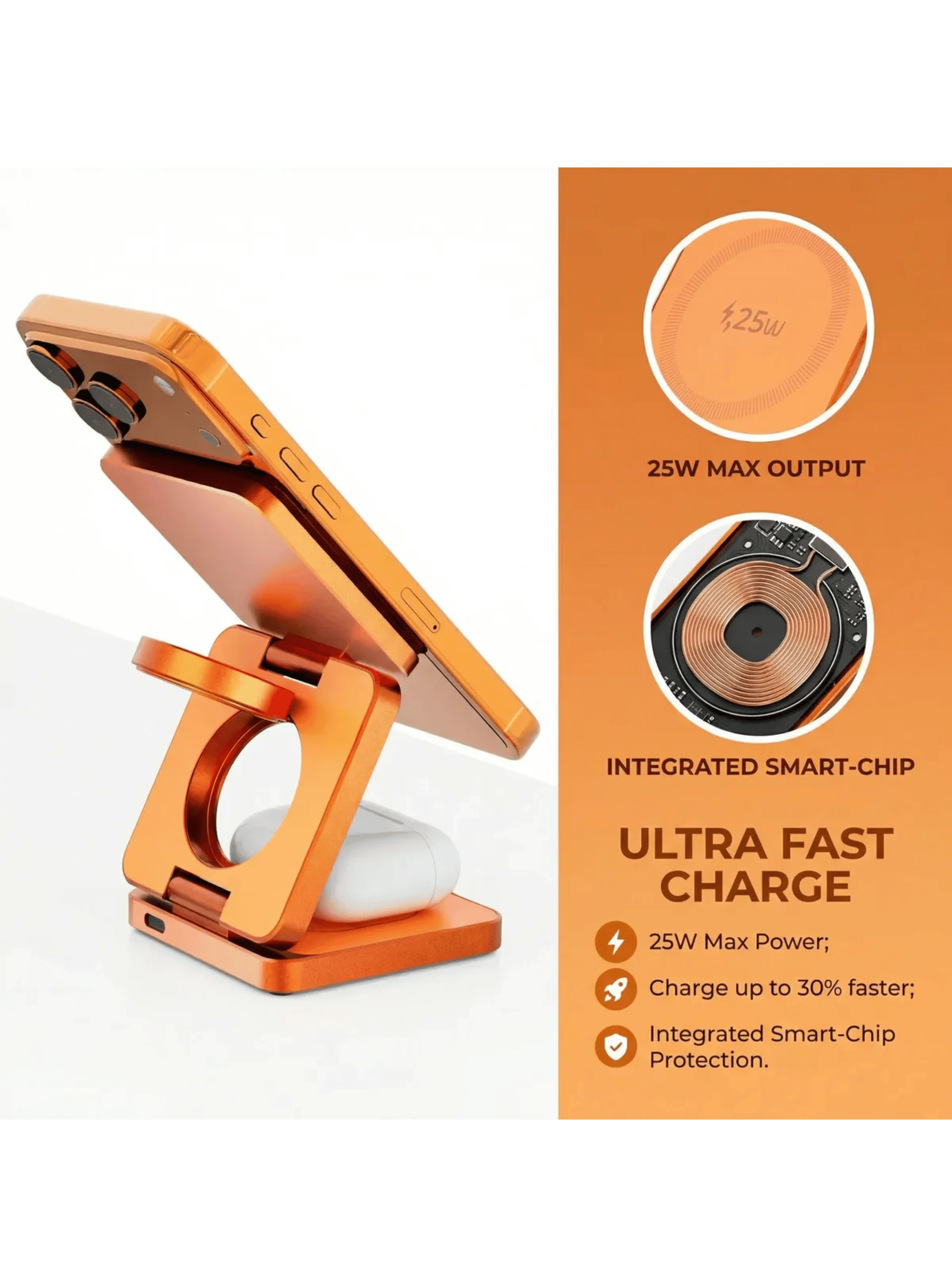 Cargador Estaci n Magn tico Inal mbrico 25w 3 En 1 Usb c-2
