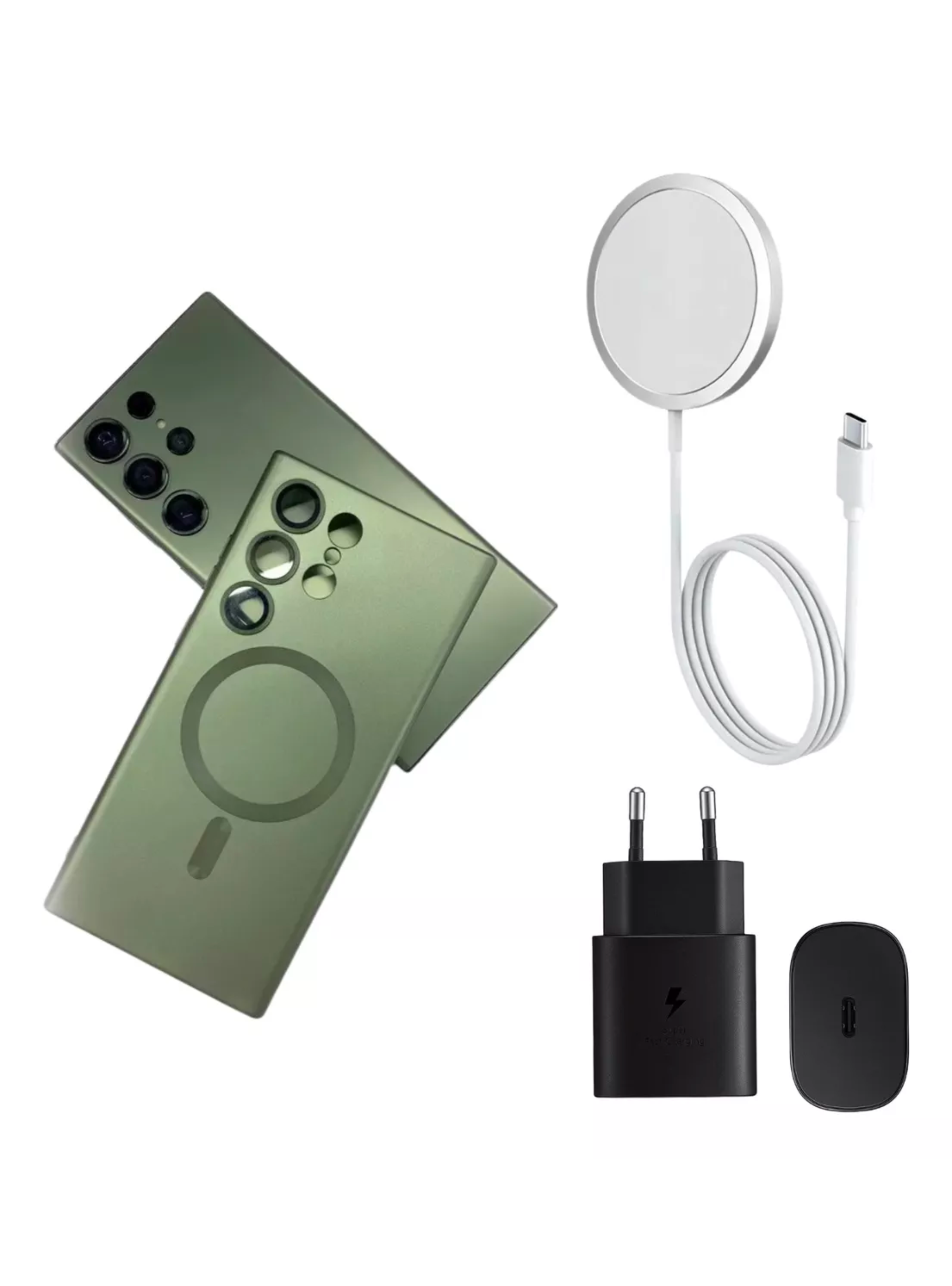 Carcasa Magsafe Para Samsung S24 Ultra- Protector De Camara Verde-0