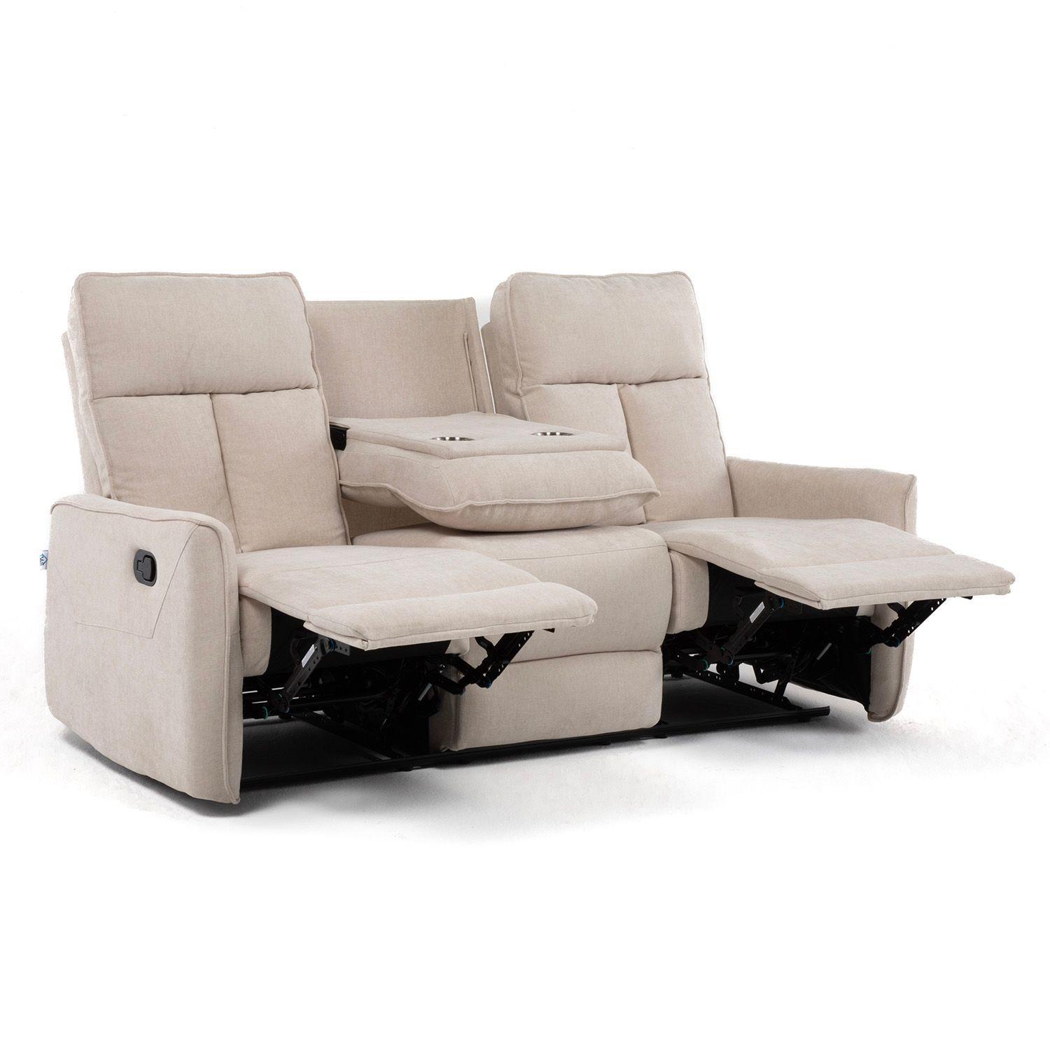 SILLON RECLINABLE CREAM MONACO CON POSAVASOS-2