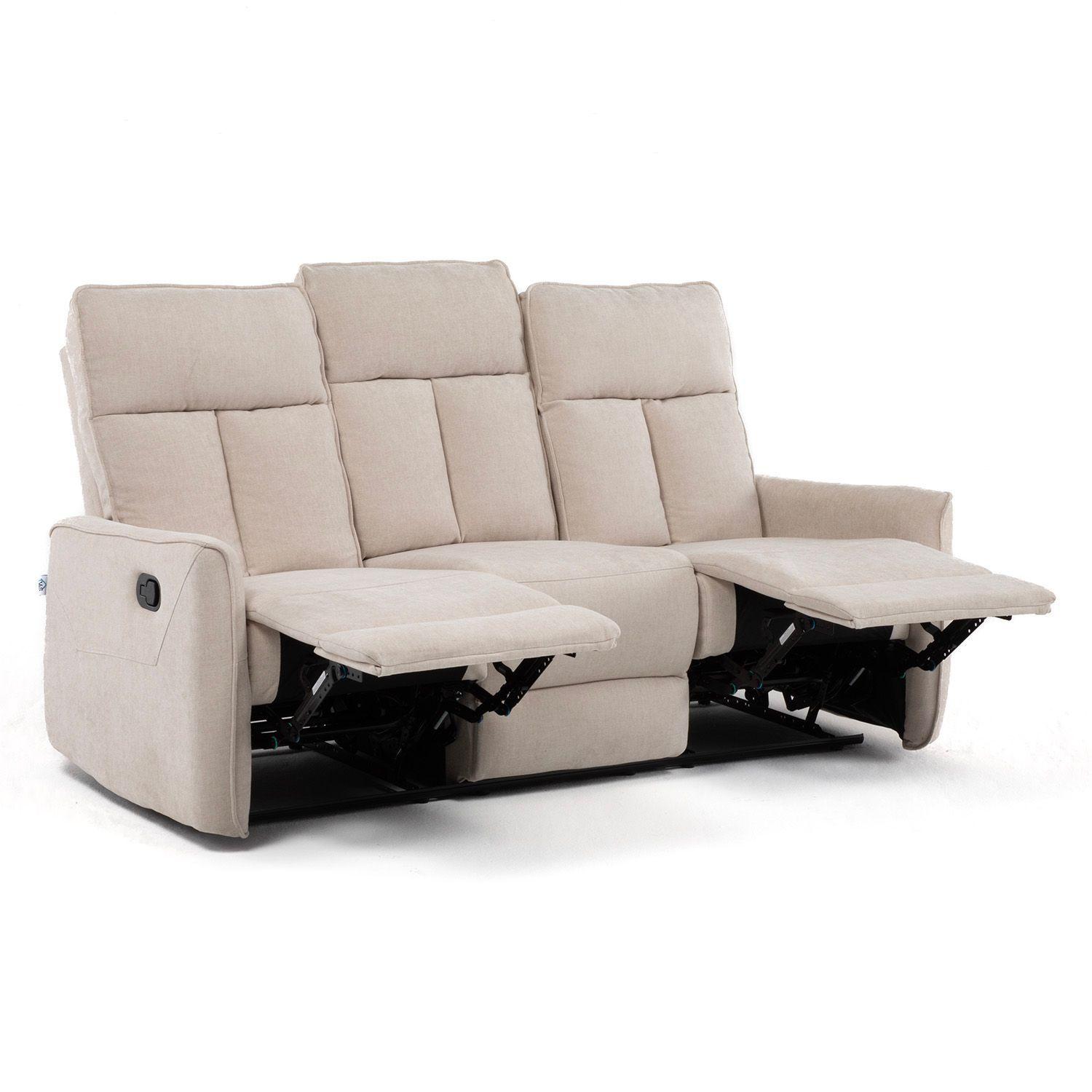 SILLON RECLINABLE CREAM MONACO CON POSAVASOS-3