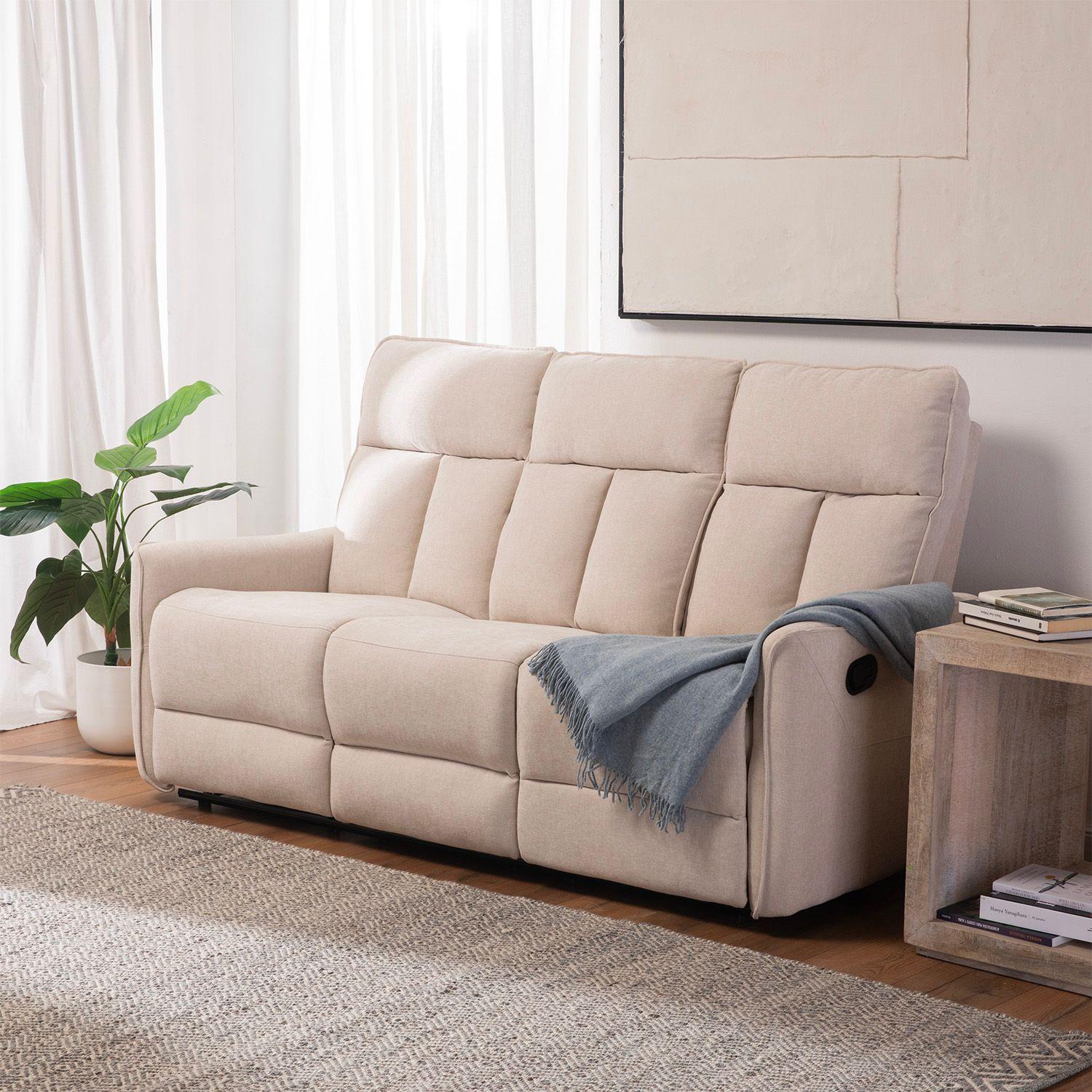 SILLON RECLINABLE CREAM MONACO CON POSAVASOS-4