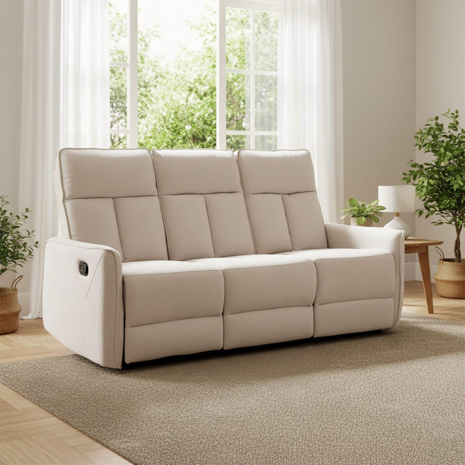 SILLON RECLINABLE CREAM MONACO CON POSAVASOS-5