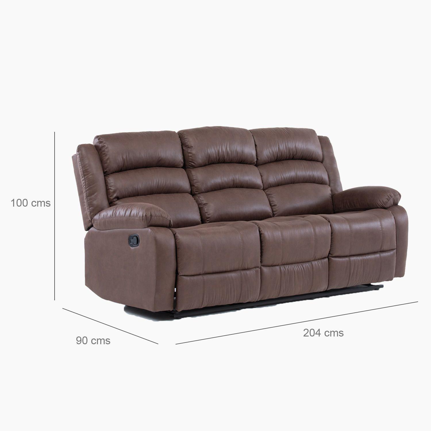 SOFA RECLINABLE 3 CUERPOS SANTI BROWN CON POSAVASOS-2