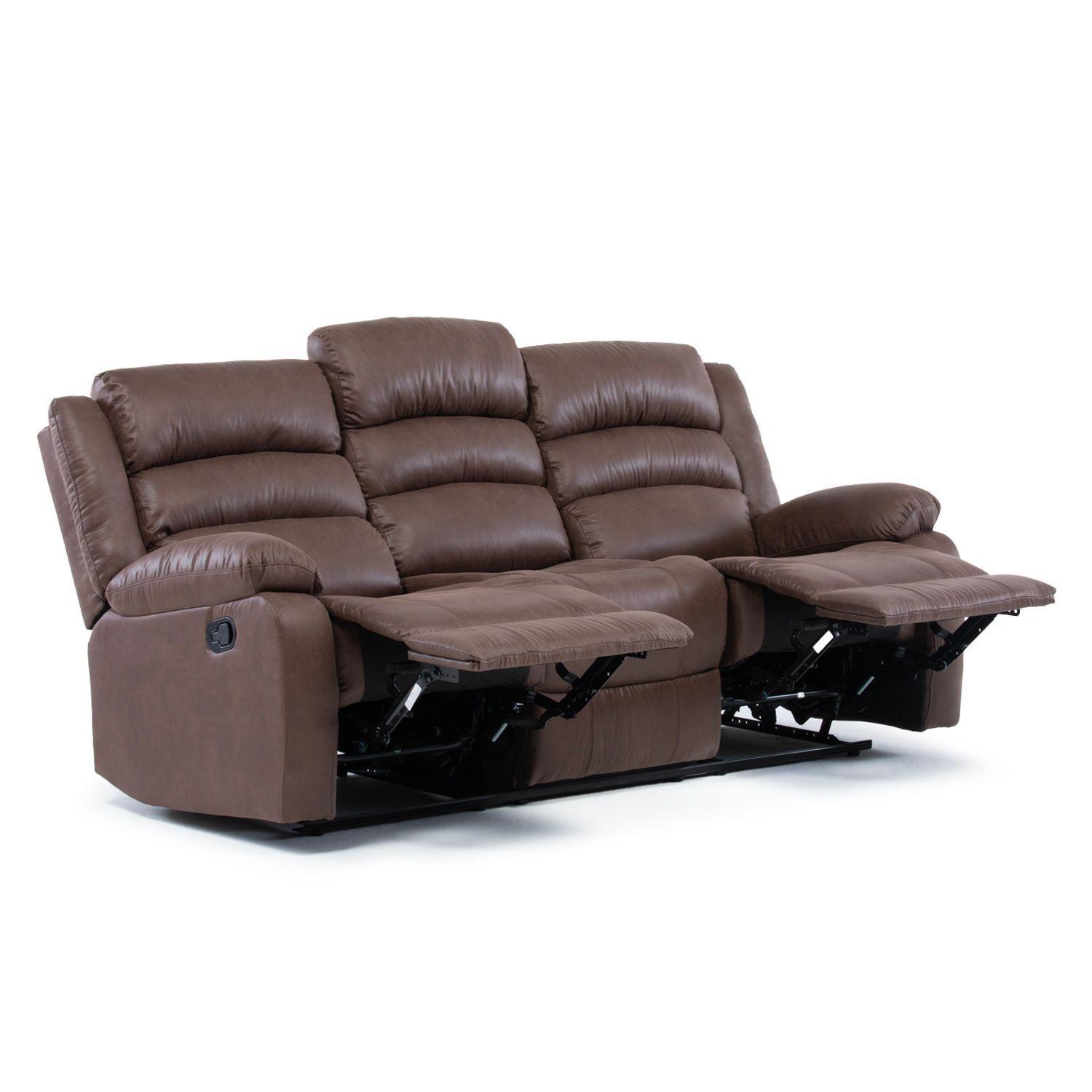 SOFA RECLINABLE 3 CUERPOS SANTI BROWN CON POSAVASOS-3