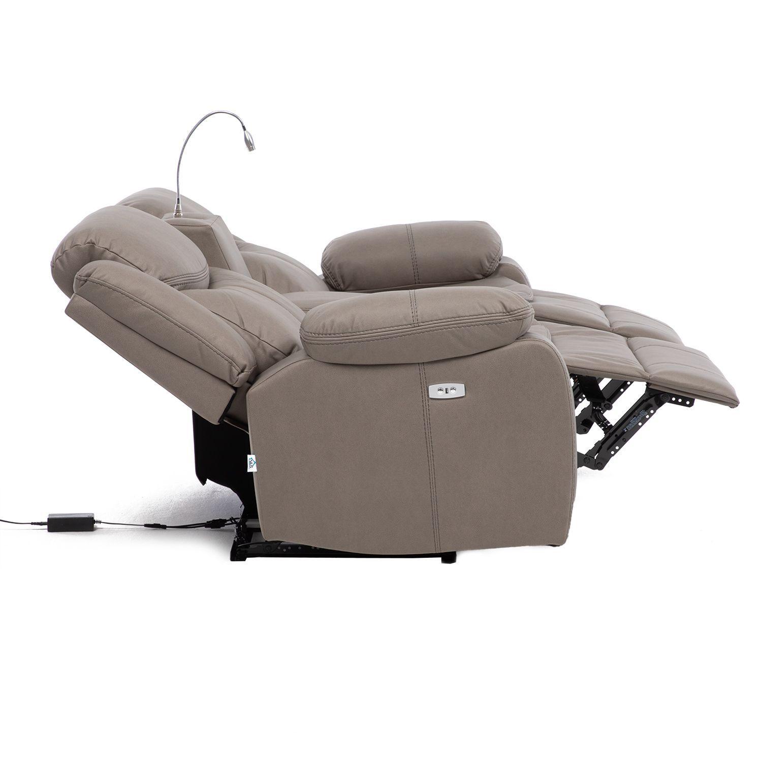 SOFA BILBAO BEIGE 2 CUERPOS RECLINACION ELECTRICA + USB + LAMPARA + CAJON INVISIBLE SOFA-2