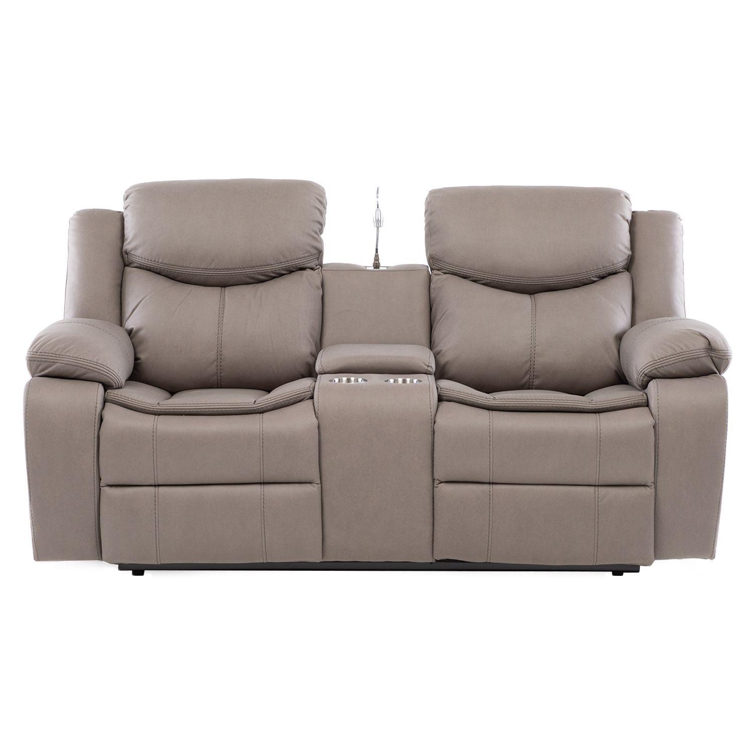 SOFA BILBAO BEIGE 2 CUERPOS RECLINACION ELECTRICA + USB + LAMPARA + CAJON INVISIBLE SOFA-4