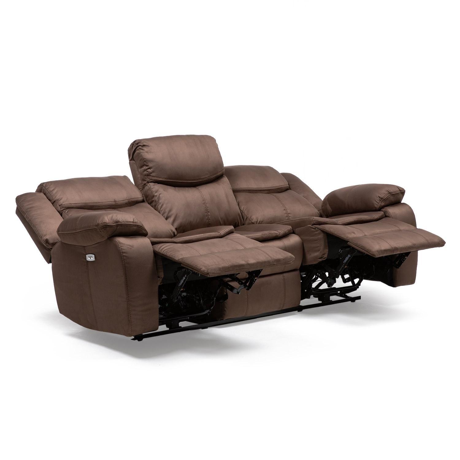 Sillon 3 cuerpos brown reclinable electrico + usb -4