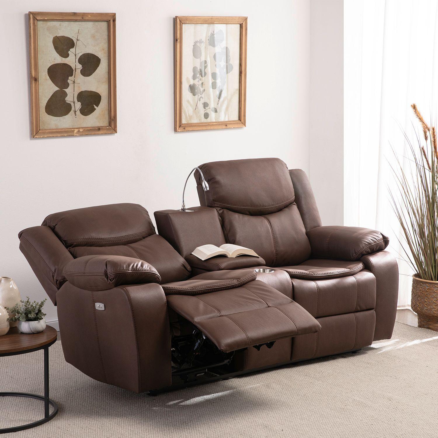 SOFA BILBAO 2 CUERPOS ELECTRICO CON POSAVASOS + LAMPARA + USB-3