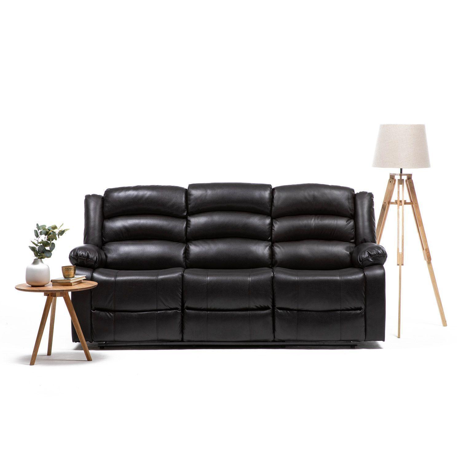 Sillon reclinable 3 cuerpos Brown PU posavasos-0