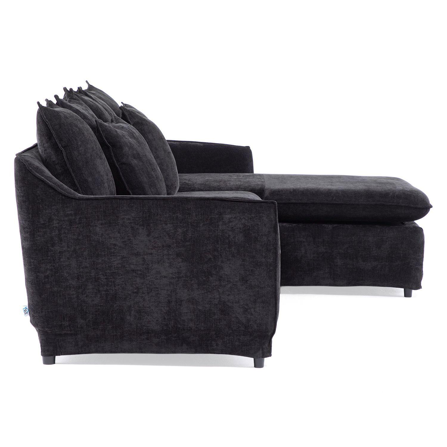 Seccional Siena black con chaise reversible-3
