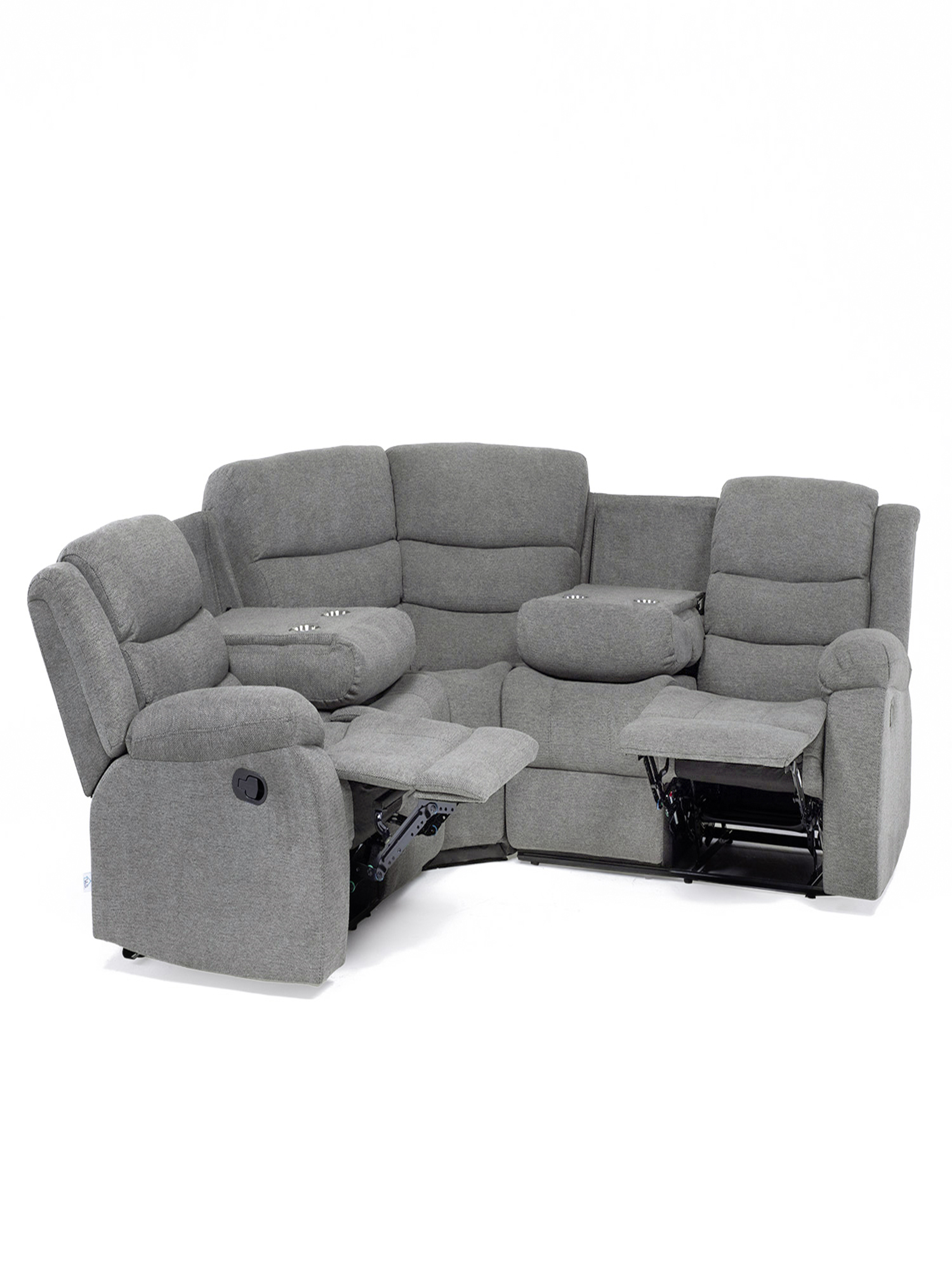 SECCIONAL RECLINABLE CURVO NEW GREY + POSAVASOS DE ALUMINIO-3