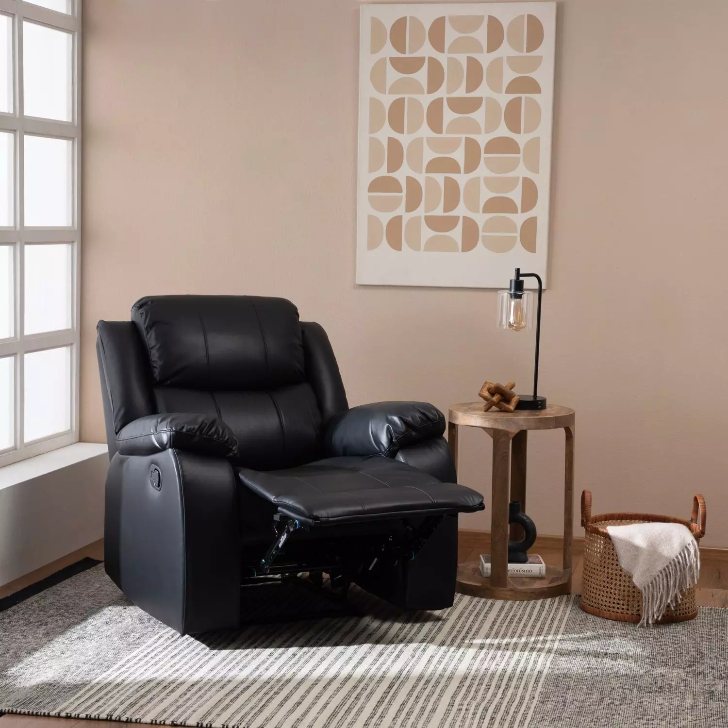 BERGERE RECLINABLE PU ISABEL BLACK-0