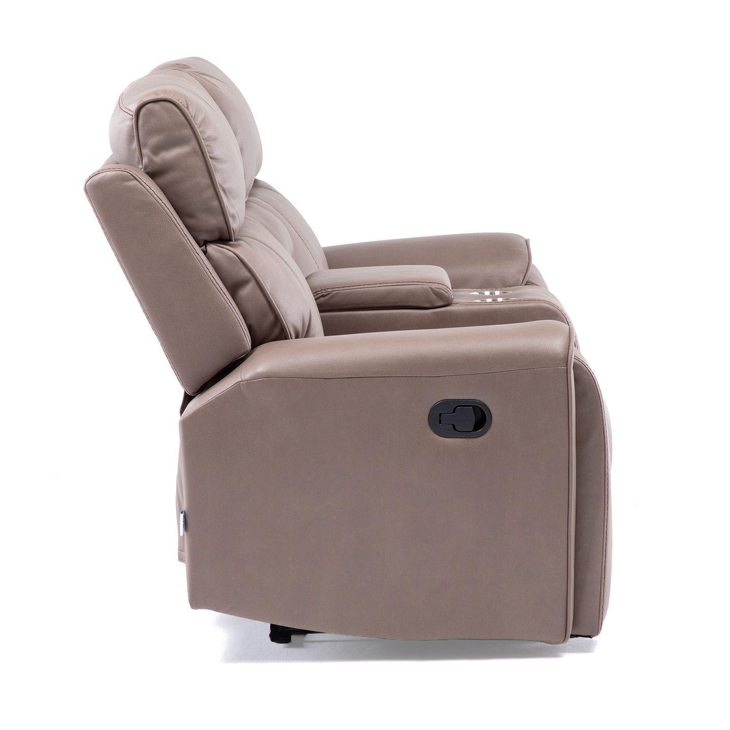 Sof reclinable 2 cuerpos Premium Brown con posavasos y caj n invisible-3